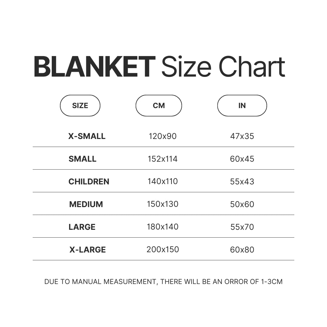Blanket Size Chart - Tool Band Store